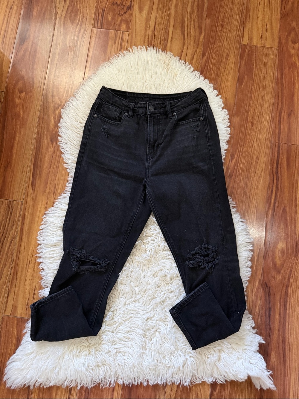 American Eagle Outfitters Black Distressed Boyfriend Jeans